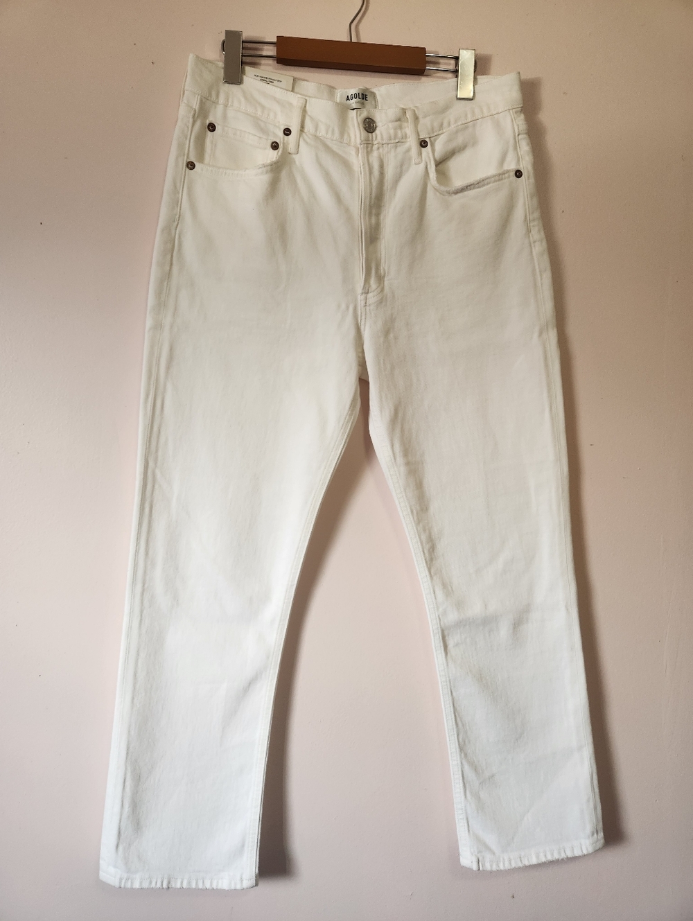 NWT AGOLDE Riley High Rise Straight Crop Jeans - Whip White 29